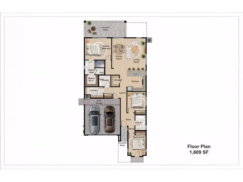 Plan 1609 &mdash; Single-family home, 1,609 sq ft