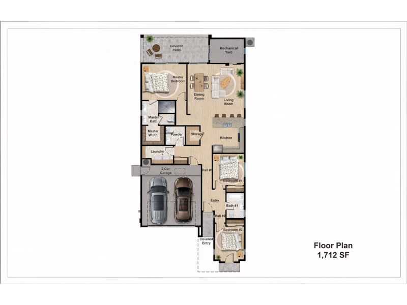 Plan 1712 &mdash; Single-family home, 1,712 sq ft